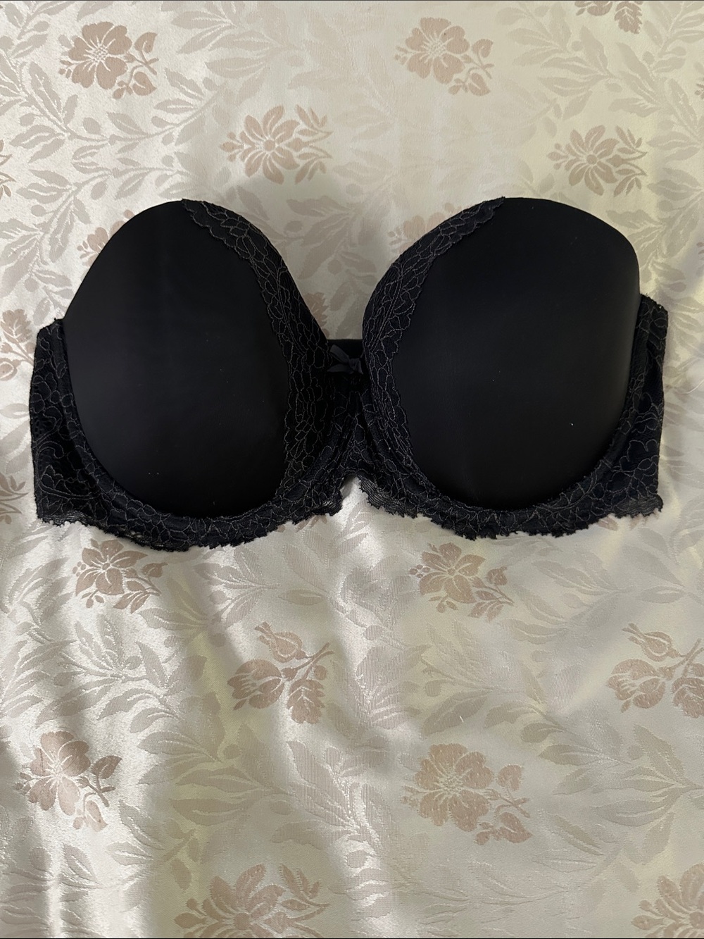Victoria's Secret Black Strapless Lace-Edged Bra